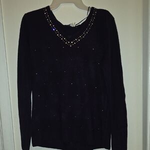 Carolyn Taylor Black Blouse with Gold Accents